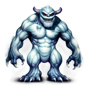 White Monster With Shadow PNG Kri
