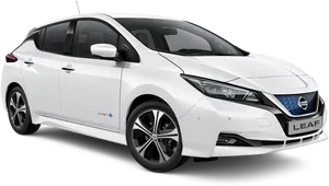 White Nissan Leaf Electric Car Profile View PNG image