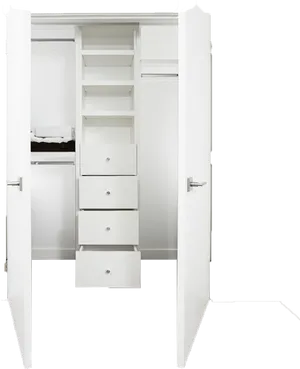 White Open Wardrobe Closet PNG image