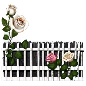 White Picket Fence With Roses PNG Eoo41 PNG