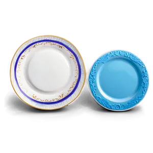 White Plate With Blue Accent PNG 06212024 PNG