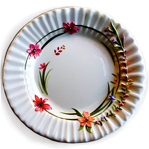 White Plate With Floral Design PNG Sjx13 PNG