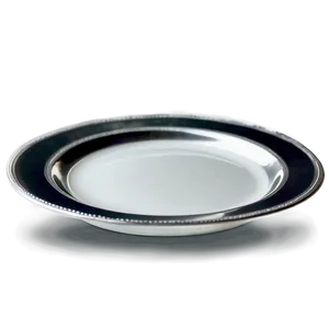 White Plate With Silver Trim PNG 06212024