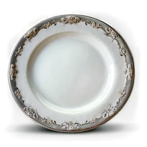 White Plate With Silver Trim PNG Ivp21