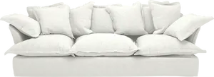 White Plush Cushioned Sofa PNG image