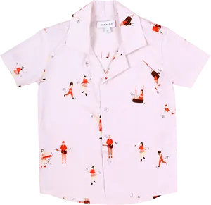 White Polo Shirtwith Red Printed Design PNG image