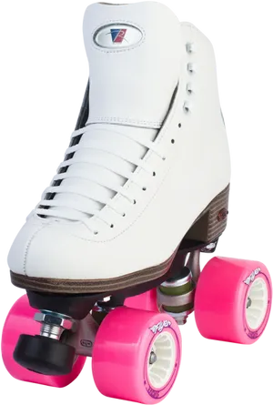 White Quad Roller Skate Pink Wheels PNG image