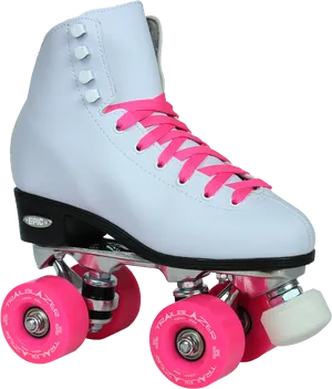 White Quad Skatewith Pink Wheelsand Laces PNG image