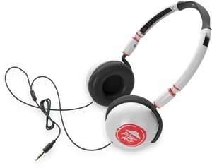 White Red Headphones Black Background PNG image