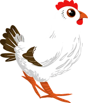 White Rooster Cartoon Illustration PNG image