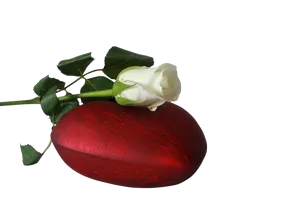 White Roseon Red Heart Stone PNG