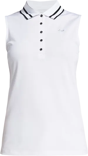 White Sleeveless Polo Shirtwith Black Trim PNG image
