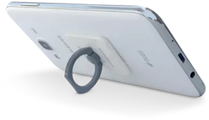 White Smartphonewith Ring Stand Attachment PNG