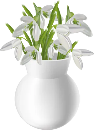 White Snowdropsin Vase Illustration PNG image