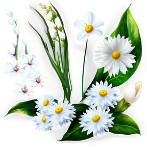 White Spring Flowers PNG 05242024