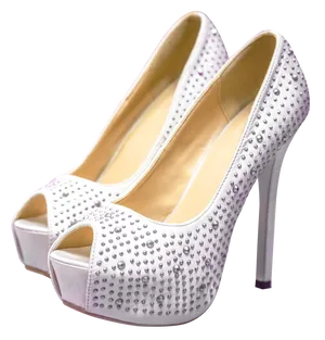 White Studded High Heels PNG image