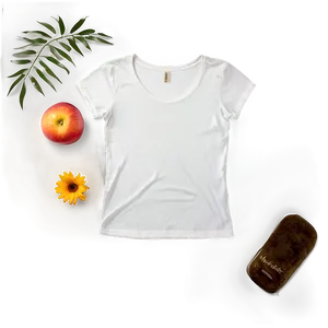White T-shirt Top View PNG Gki