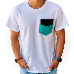 White T-shirt With Pocket PNG Uki