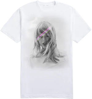 White T Shirtwith Female Portrait Graphic PNG image