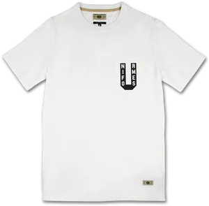 White T Shirtwith Graphic Pocket Print PNG image