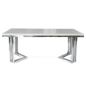 White Table With Silver Legs PNG 06122024 PNG
