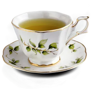 White Tea Cup Saucer PNG 05242024