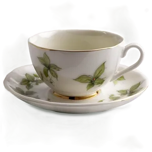 White Tea Cup Saucer PNG 05242024