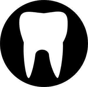 White Tooth Icon Black Background PNG image