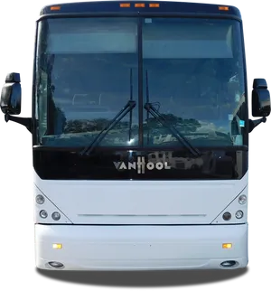 White Tour Bus Front View PNG image