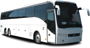 White Tour Bus Side View PNG image