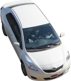 White Toyota Sedan Top Down View PNG image