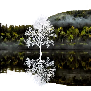 White Tree Reflection In Water PNG Cho33 PNG