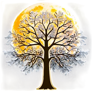 White Tree With Bright Moon Png 06252024 PNG image