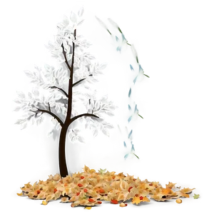 White Tree With Falling Leaves PNG Cur PNG