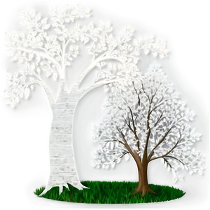 White Tree With Falling Leaves PNG Xlb