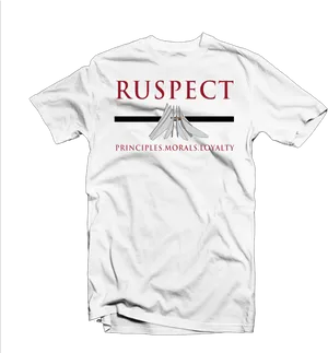 White Tshirt Ruspect Design PNG image