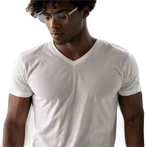 White V-neck T-shirt PNG Yaa