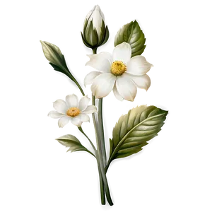 White Vintage Flower PNG 05242024