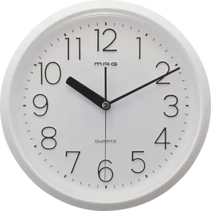 White Wall Clock Showing Ten Ten PNG image