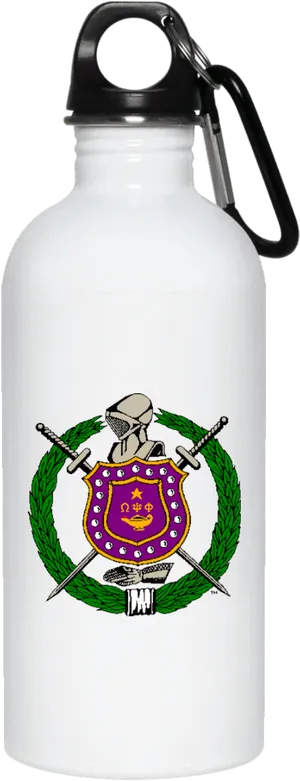 White Water Bottle With Crest Design