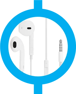 White Wired Earbuds Product Showcase PNG