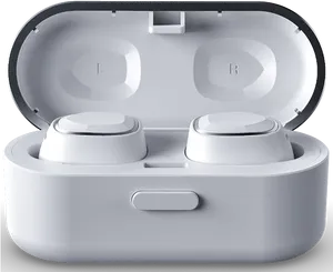 White Wireless Earbudsin Charging Case PNG