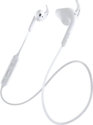 White Wireless Earbudswith Ear Hooks PNG image