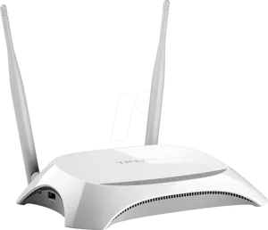White Wireless Router Dual Antenna PNG image