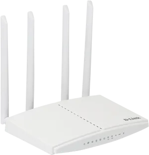White Wireless Routerwith Antennas PNG image