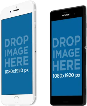 Whiteand Black Smartphones Mockup