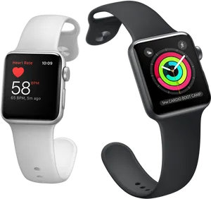 Whiteand Black Smartwatches Fitness Tracking PNG image