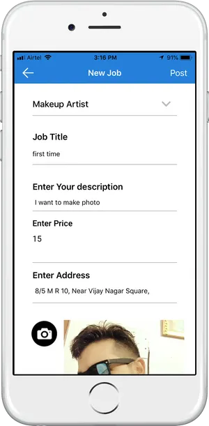 Whitei Phone App Screen Job Posting PNG image