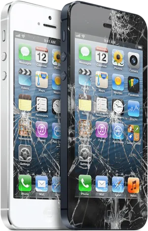 Whitei Phone Before After Screen Damage PNG image