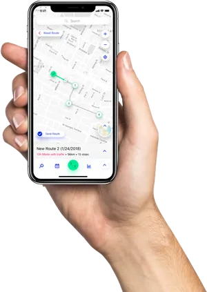 Whitei Phone Hand Map App Display PNG image